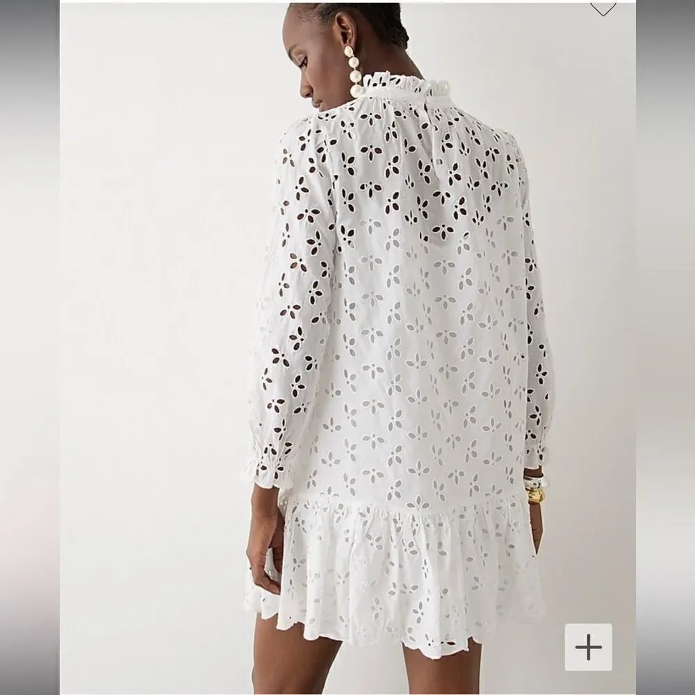 J. Crew Ruffleneck mini dress in eyelet* - Picture 2 of 6